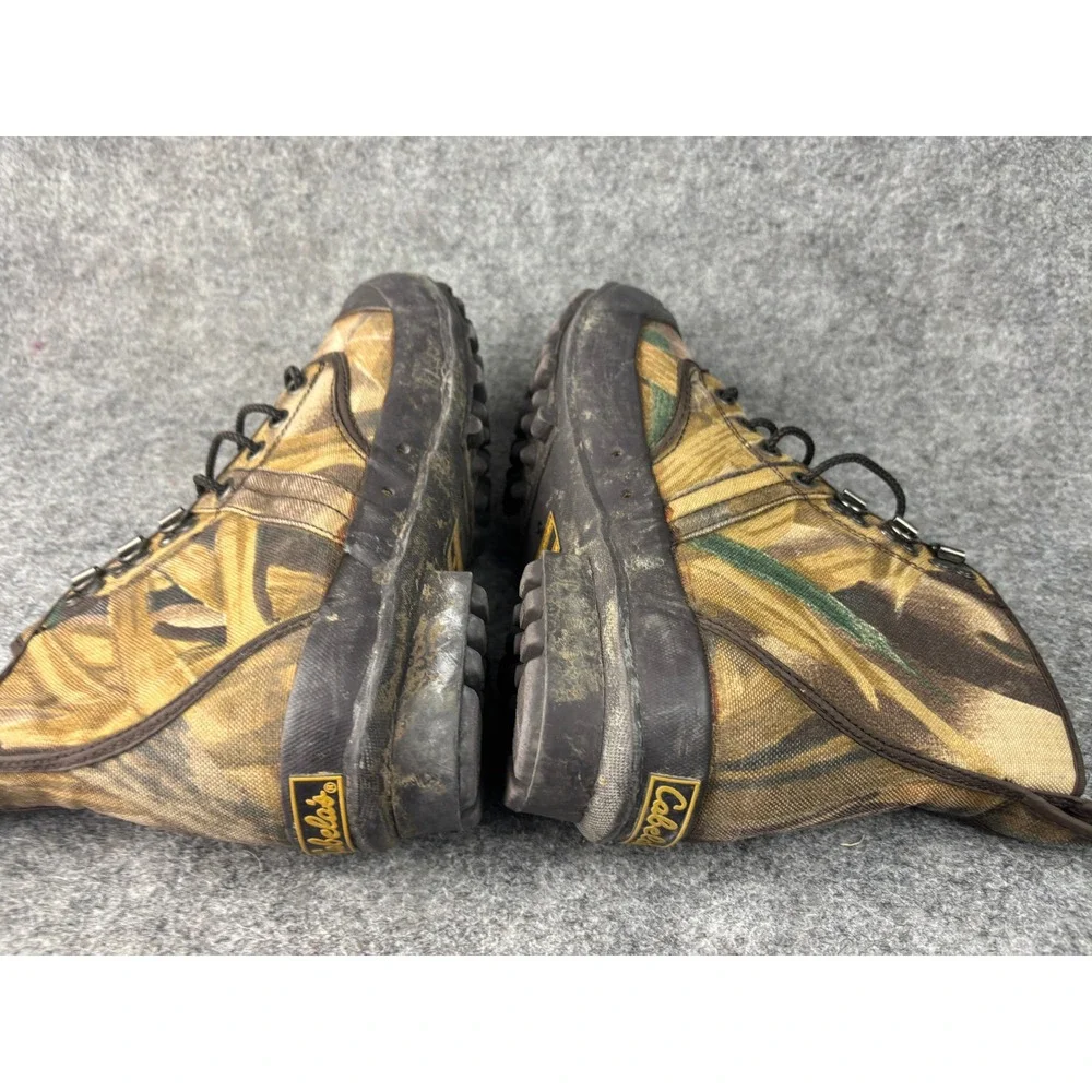 Cabelas Hunting Boots Mens 9 Brown‎ Advantage Wetlands Camo Steel Shank Canvas